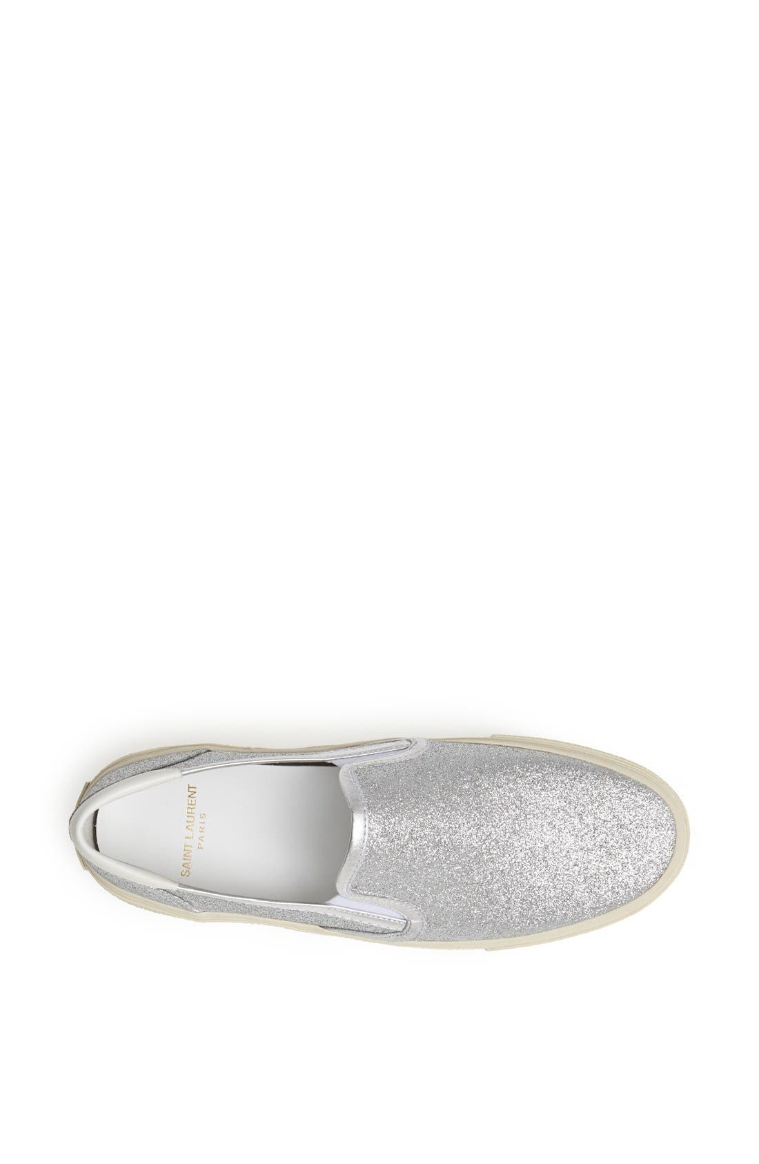 'Skate 20' Glitter Slip-On Sneaker, Alternate, color, SILVER