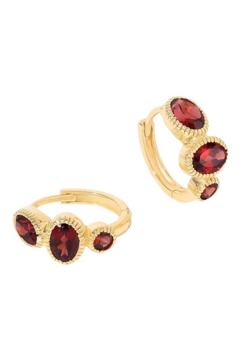 Gemstone Huggie Hoop Earrings, Alternate, color, RED