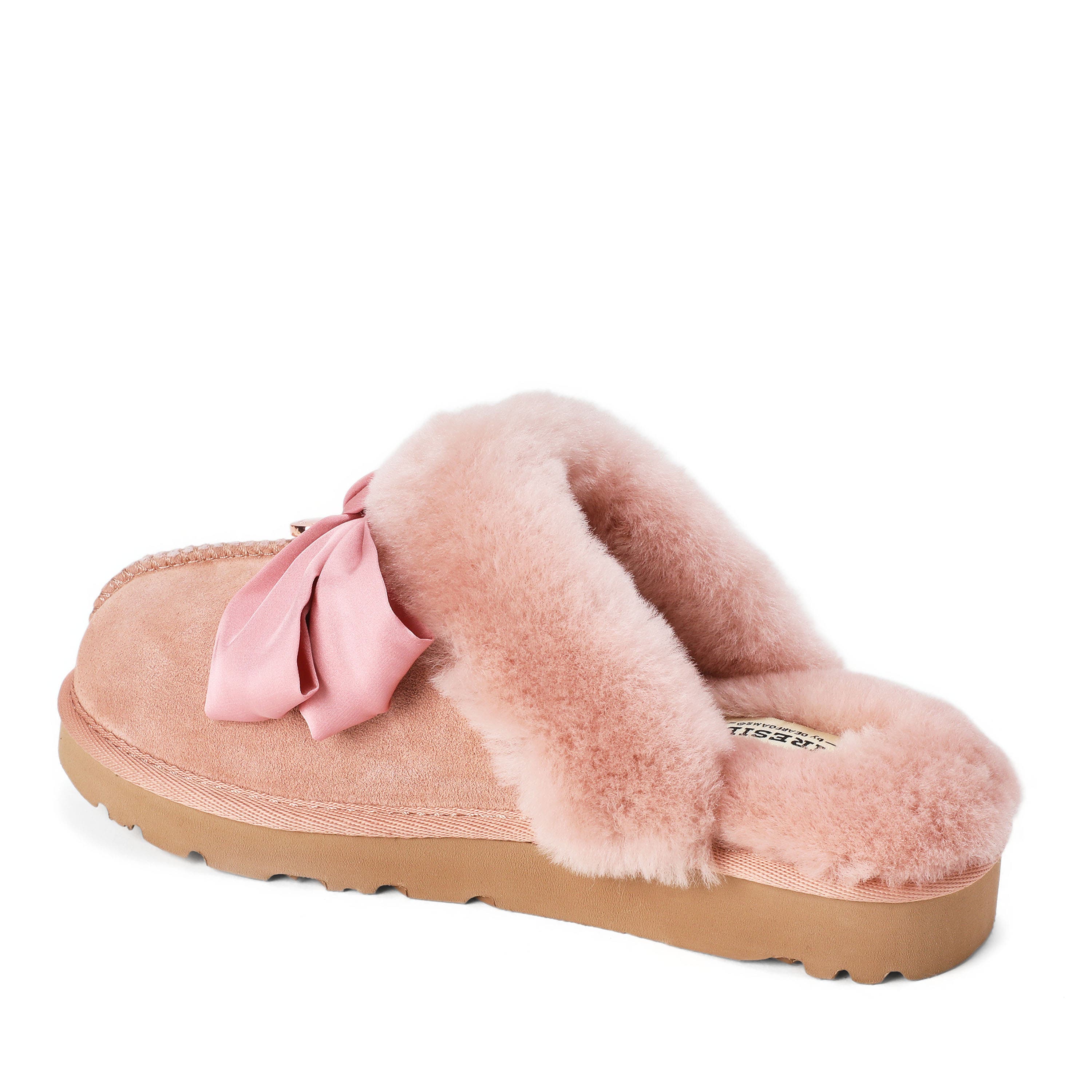 Fireside Sydney Dream Bow Scuff Slippers, Alternate, color, Dusty Pink