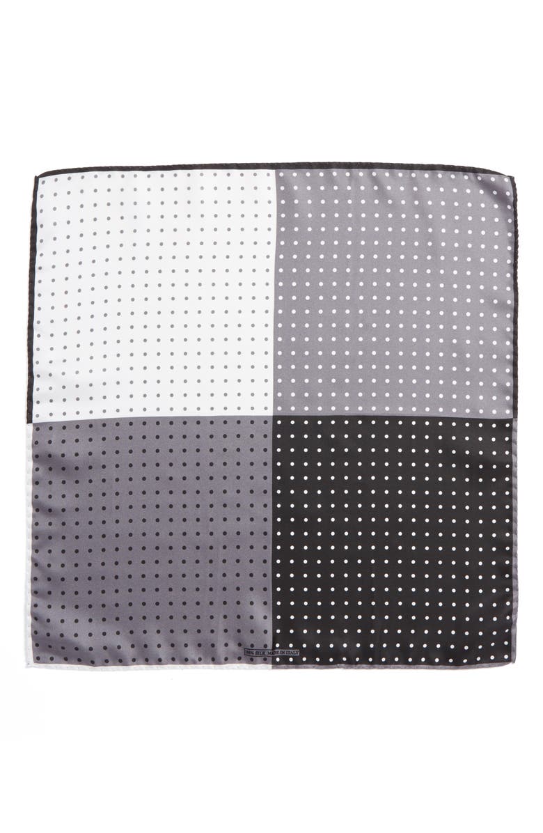 NORDSTROM MEN'S SHOP Nordstrom Four Panel Dot Silk Pocket Square, Alternate, color,