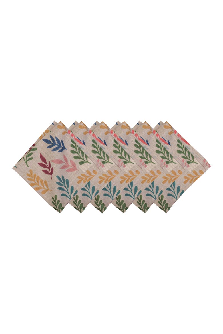 Springtime Blooms Graphic Print Machine Washable Napkins Set of 6, Main, color, Green
