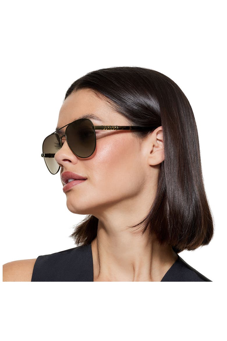 63mm Oversize Pilot Sunglasses, Alternate, color, BRASS/ GOLD MIRROR
