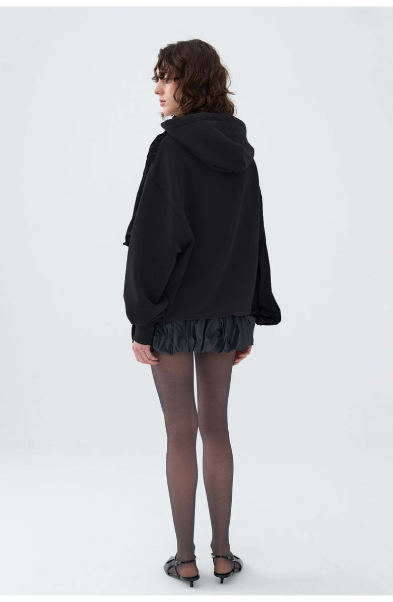 Nocturne Hooded Sweatshirt with Taffeta Drape Detail, Alternate, color, 