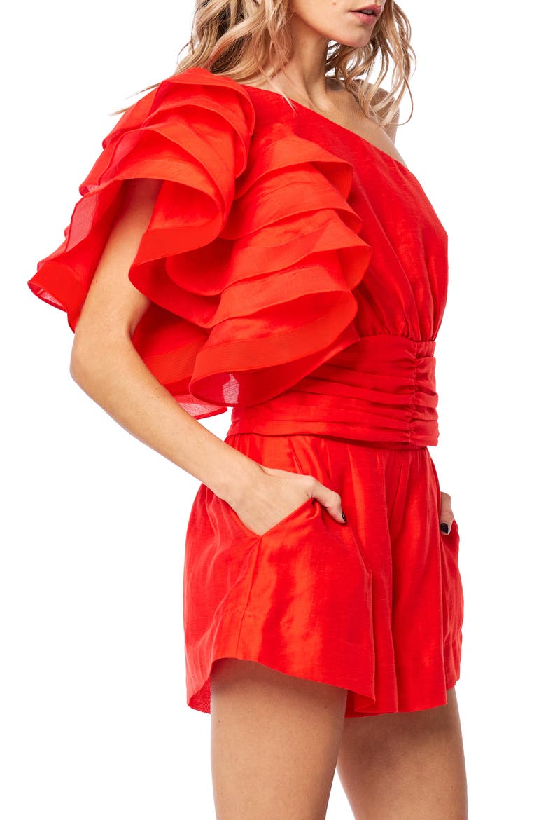 Risa One Shoulder Top, Alternate, color, RED CORAL