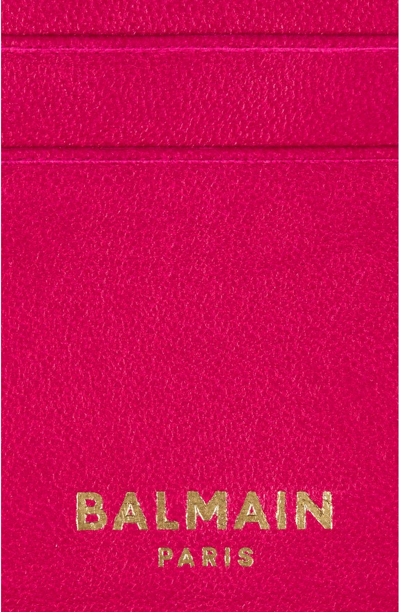 Balmain Pulse lambskin leather card holder, Alternate, color, Pink