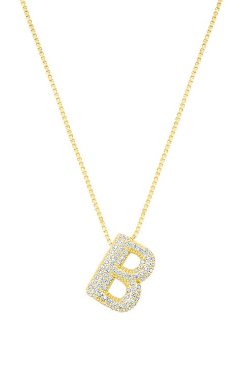 Pavé Bubble Initial Pendant Necklace