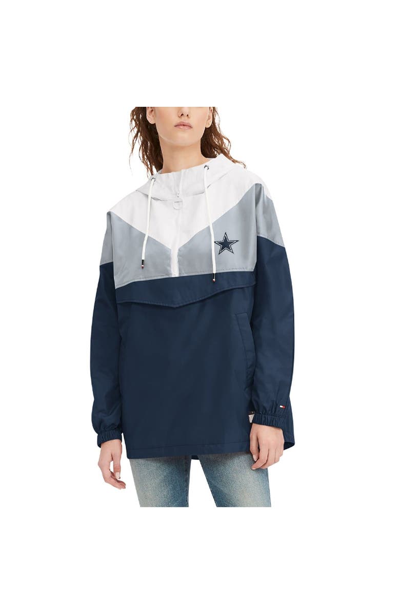 Tommy Hilfiger Women's Tommy Hilfiger White/Navy Dallas Cowboys Staci Half-Zip Hoodie Windbreaker Jacket, Main, color, White