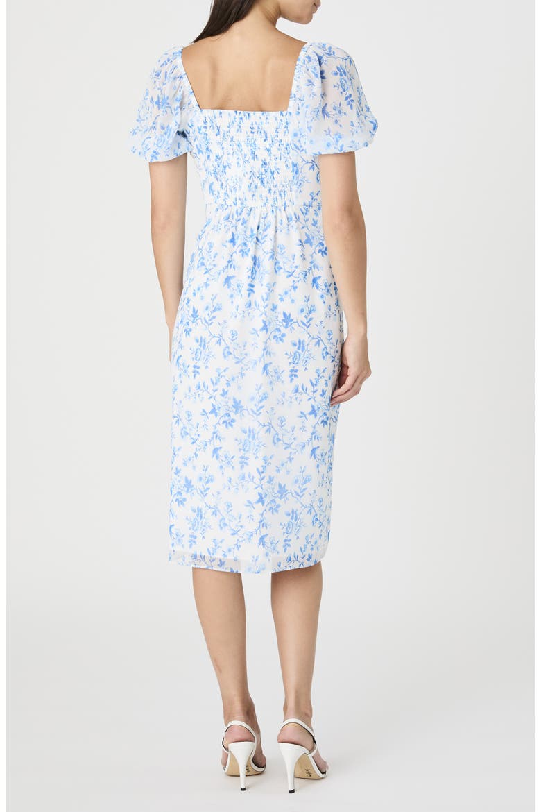 Catrina Floral Puff Sleeve A-Line Dress, Alternate, color, SUMMER WHITE/ SEA STAR BLUE