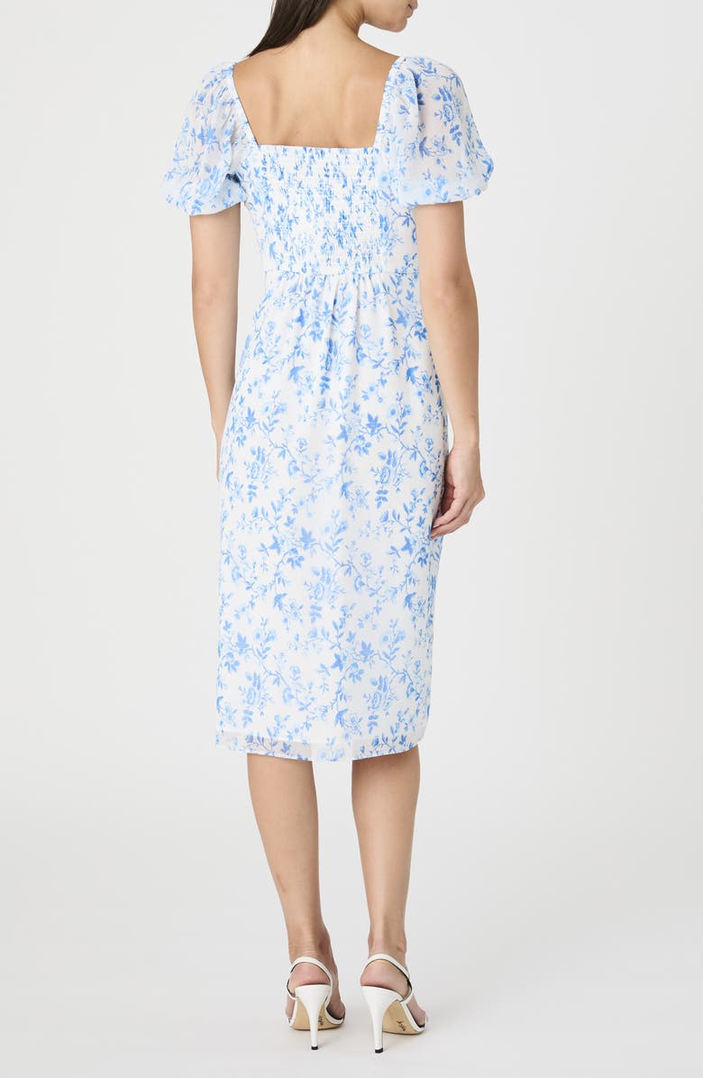 French Connection Catrina Floral Puff Sleeve A-Line Dress, Alternate, color, Summer White/ Sea Star Blue