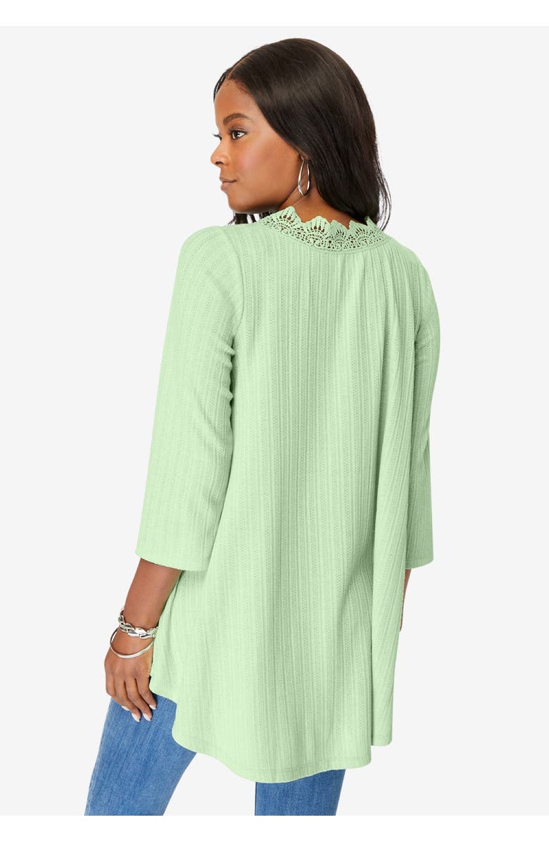 Roaman's Squareneck Pointelle Top, Alternate, color, Black