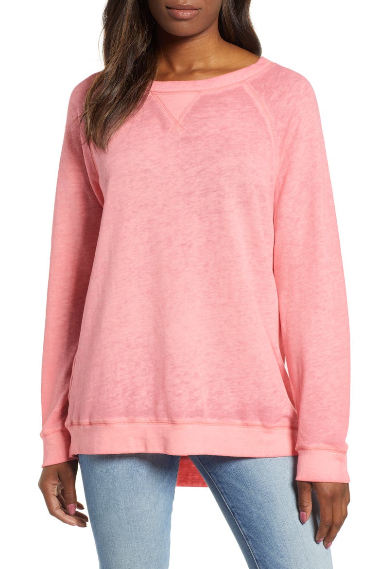 Burnout Sweatshirt, Main, color, PINK GERANIUM