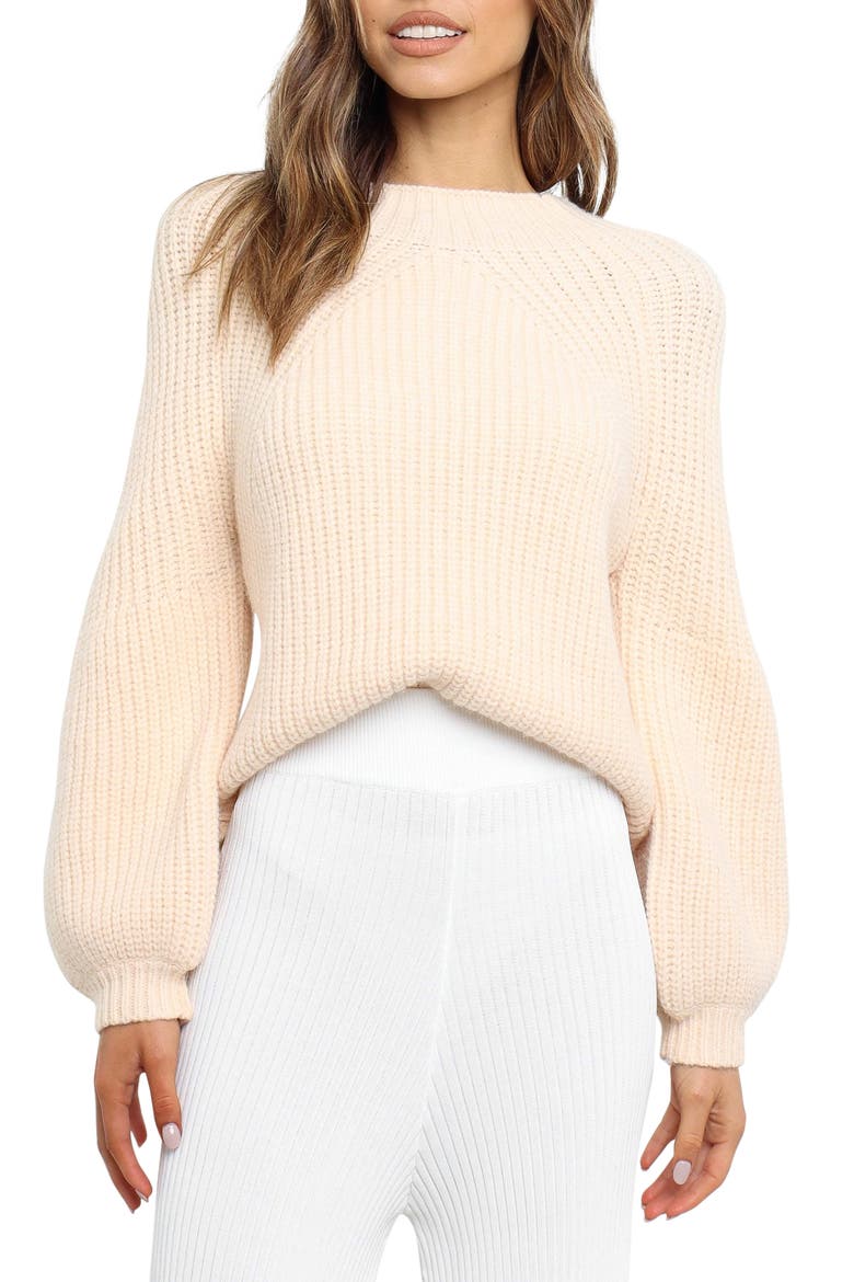 London Blouson Sleeve Sweater, Main, color, BEIGE