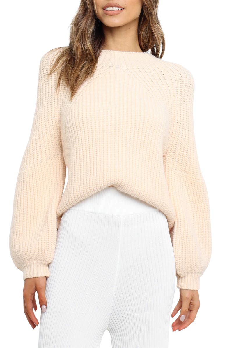 Petal & Pup London Blouson Sleeve Sweater, Main, color, Beige