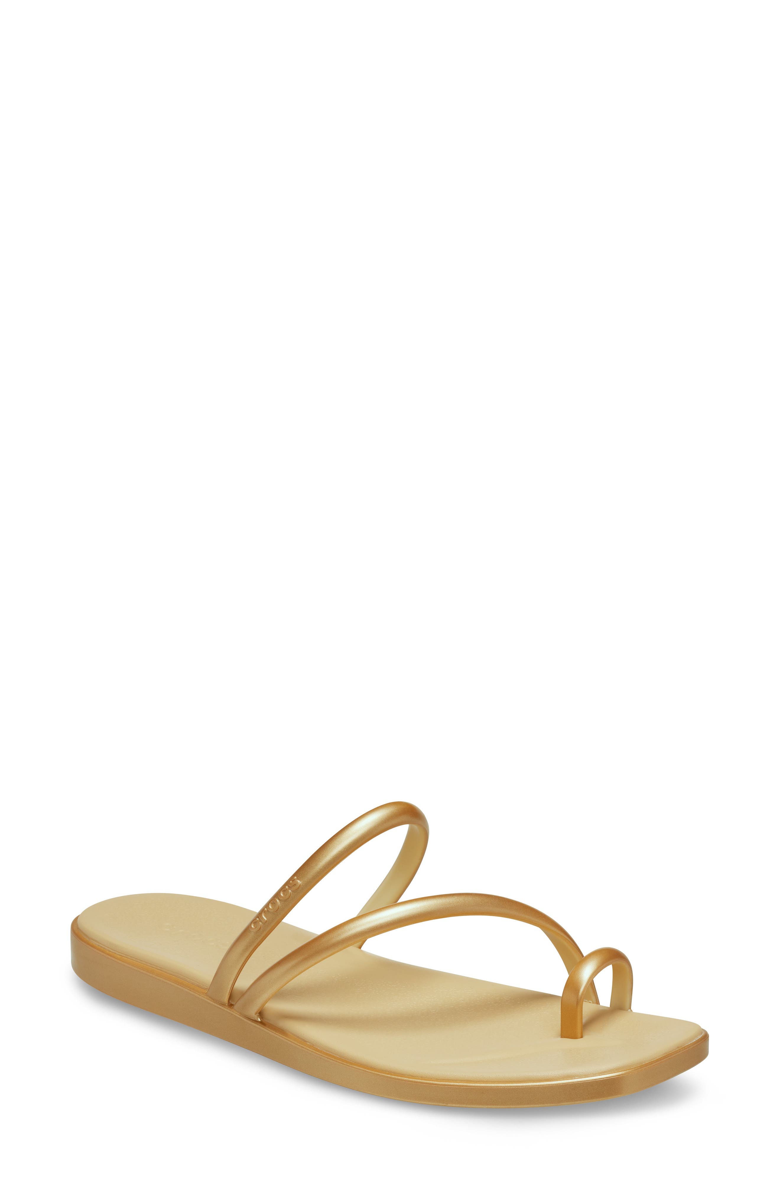 CROCS Miami Metallic Toe Loop Sandal, Main, color, Gold