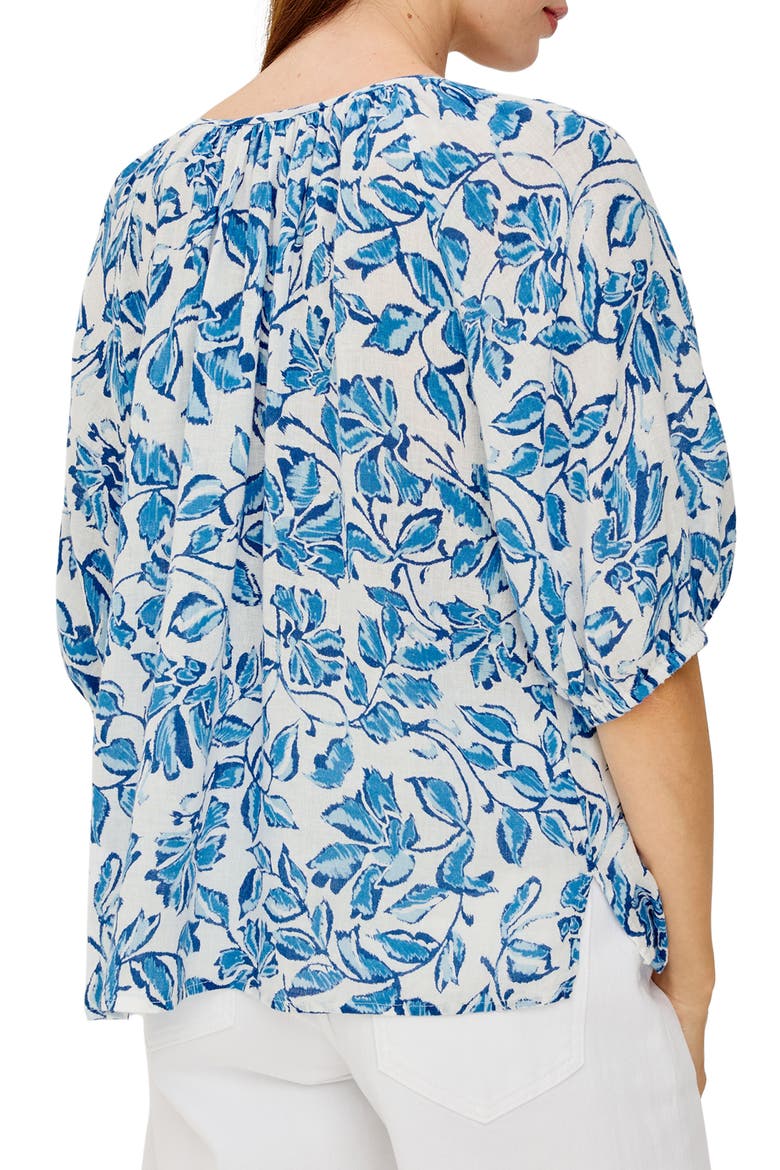 Kirstie Floral Split Neck Top, Alternate, color, AZURE JASMINE