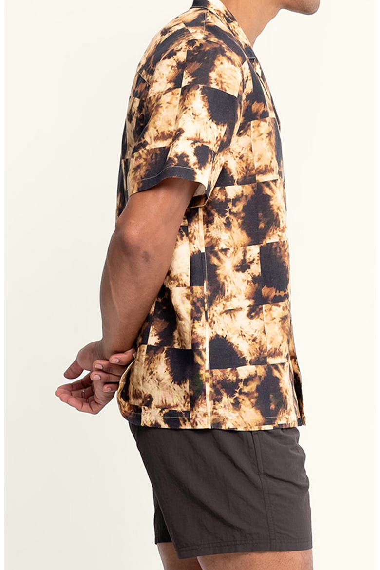 Alex Printed Linen Blend Camp Shirt, Alternate, color, MOLINO/ BROWN