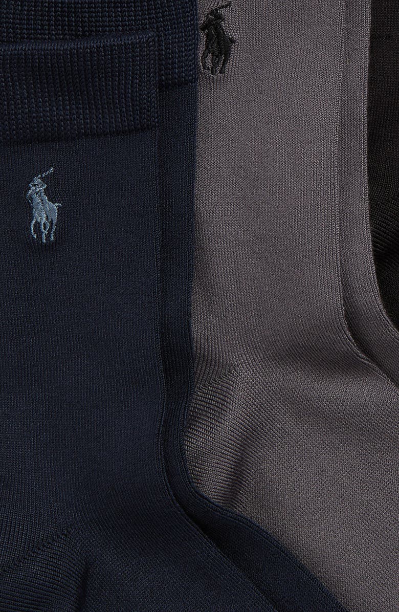 Polo Ralph Lauren Kids' Assorted 3-Pack Supersoft Flat Socks, Alternate, color, Navy/ Ash/ Taupe