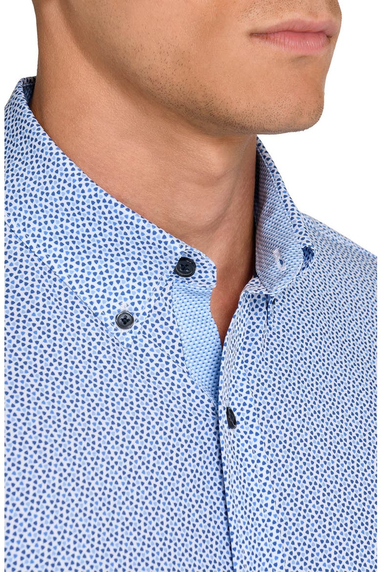Geometric Short Sleeve Button-Down Shirt, Alternate, color, WHITE/ BLUE