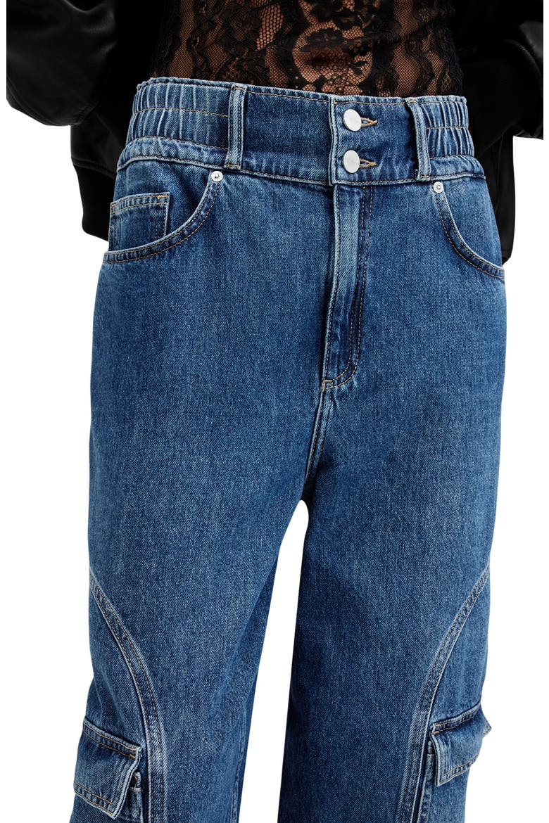 Hailey High Waist Straight Leg Cargo Jeans, Alternate, color, MID INDIGO