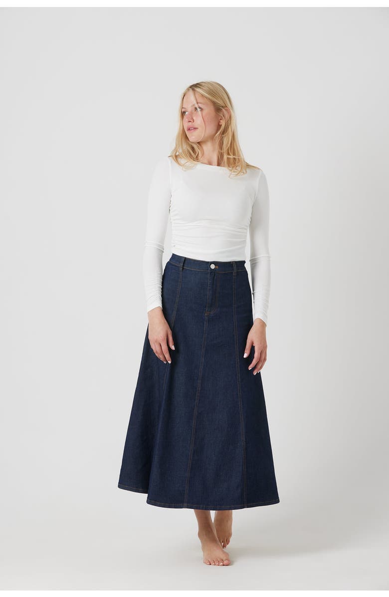 By Tess Collection Vivi Skirt, Alternate, color, Blue Denim