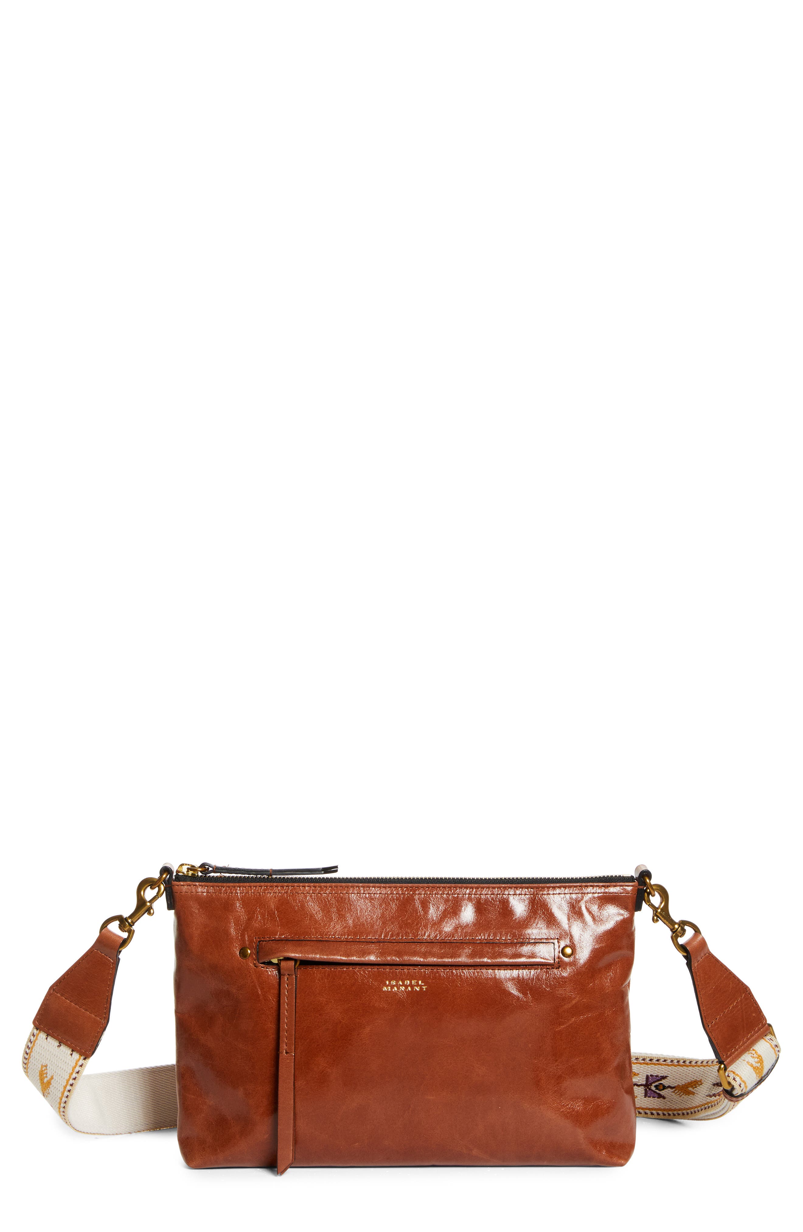 Isabel Marant Nessah Wardy Leather Shoulder Bag, Main, color, 