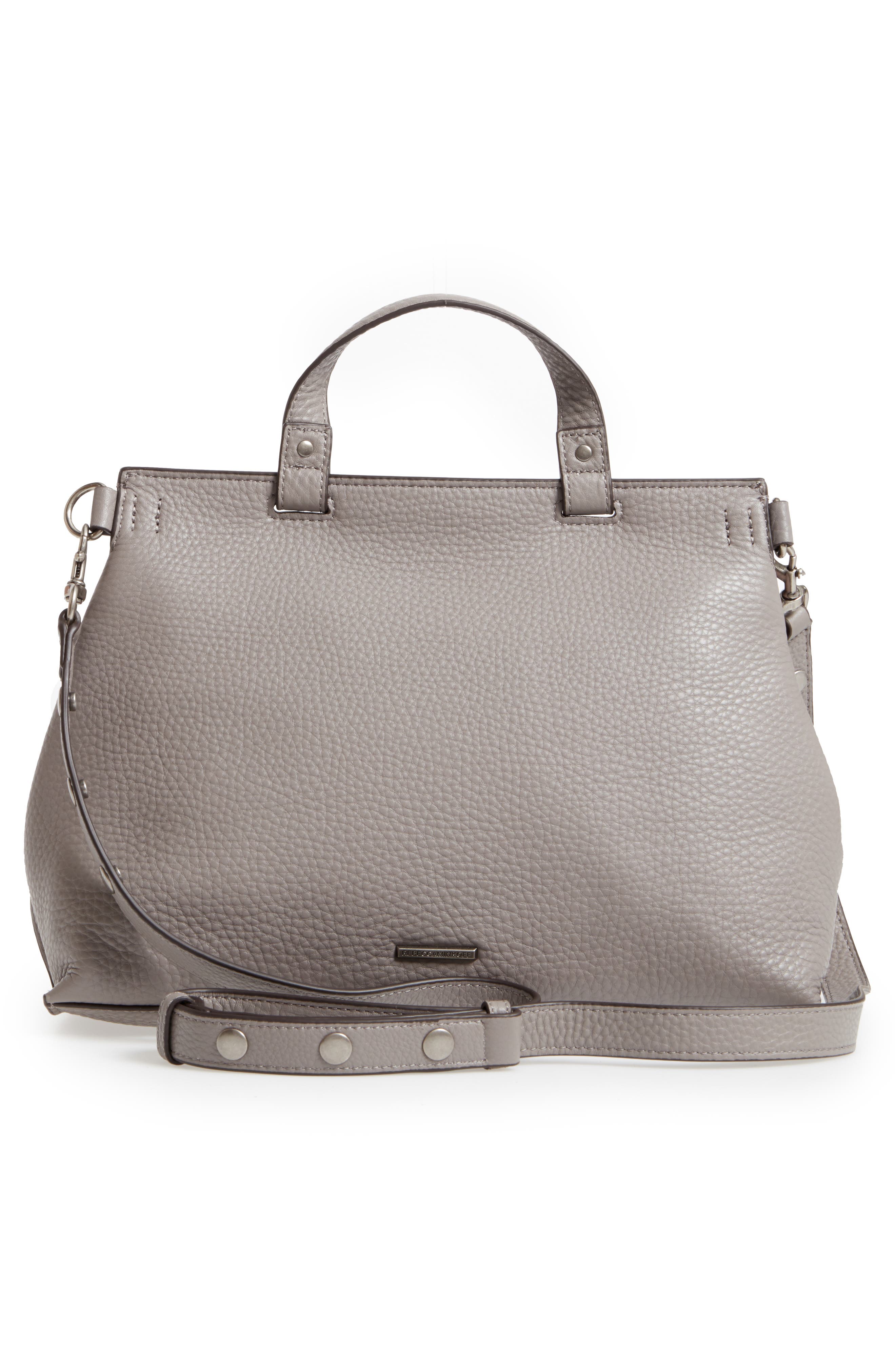 Rebecca Minkoff Medium Keith Suede & Leather Satchel, Alternate, color, Grey