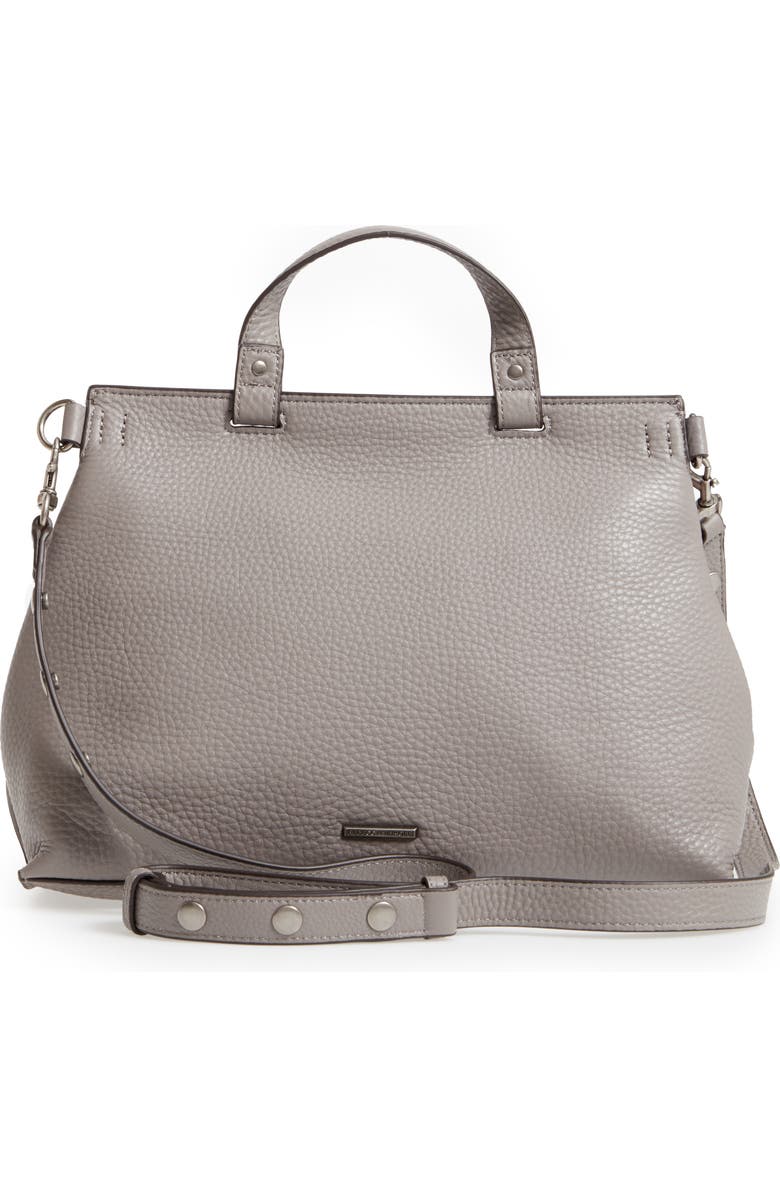 Rebecca Minkoff Medium Keith Suede & Leather Satchel, Alternate, color, Grey