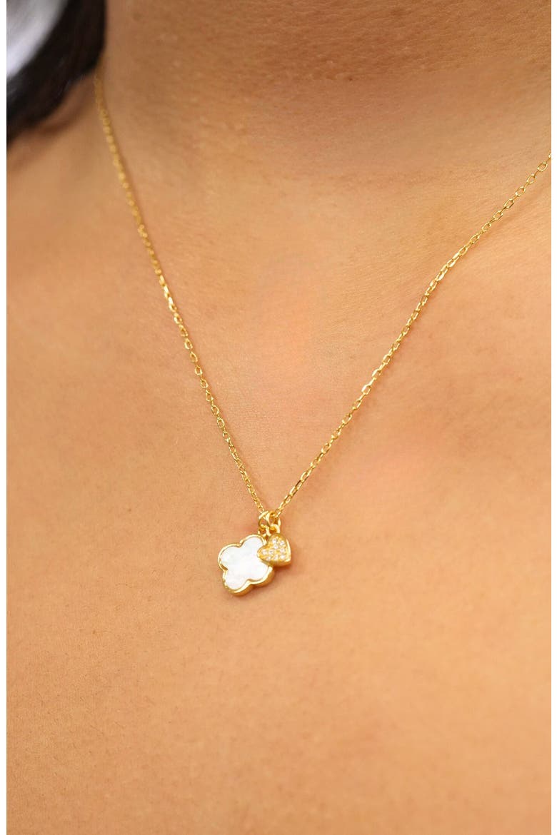 Clover & Heart Pendant Necklace, Alternate, color, GOLD