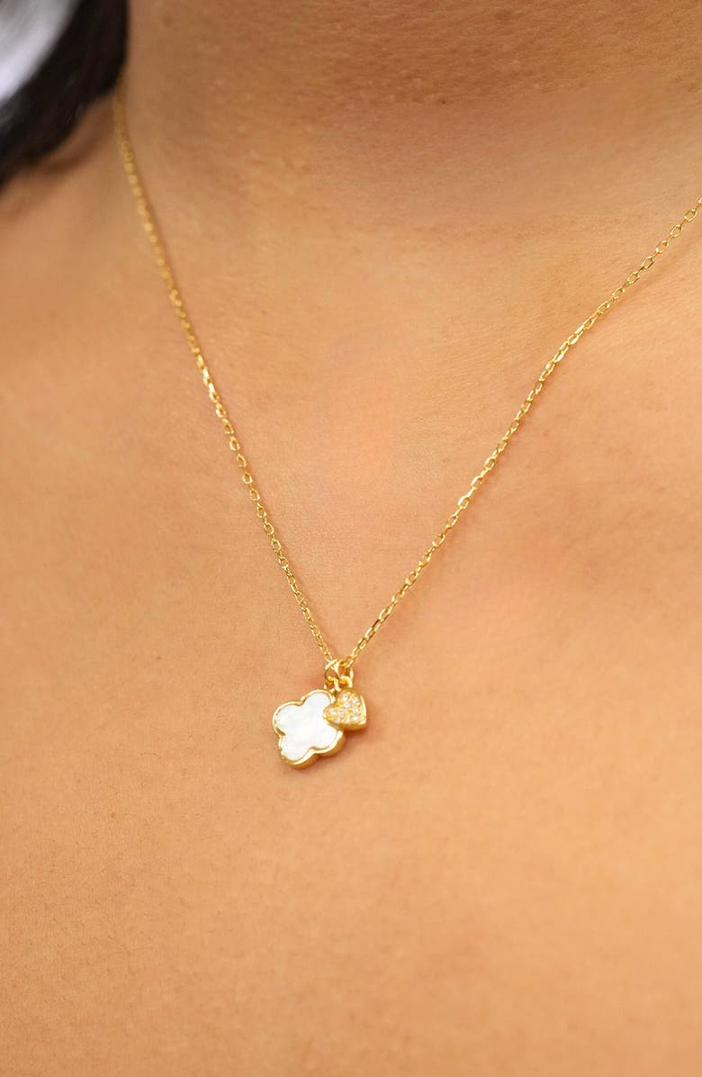Argento Vivo Sterling Silver Clover & Heart Pendant Necklace, Alternate, color, Gold