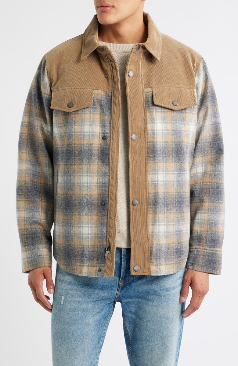 Pendleton Timberline Wool Blend Shirt Jacket, Main, color, Grey Camel Plaid