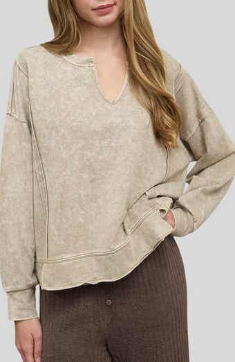 Blu Pepper Split Neck Long Sleeve Shirt