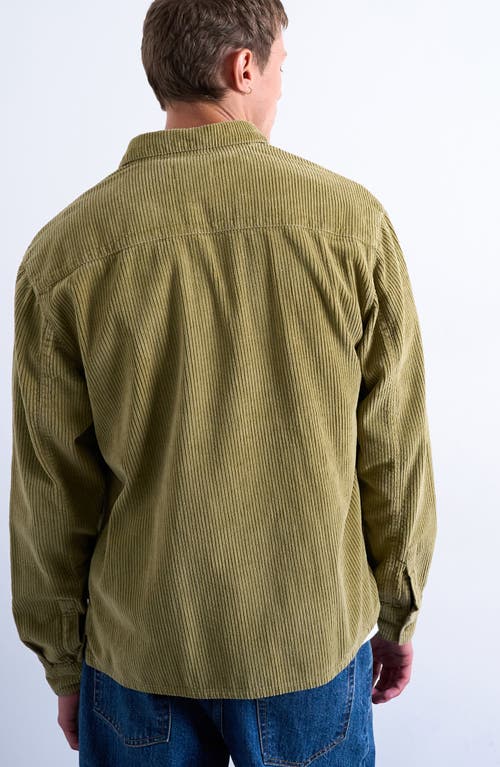 Topman Long Sleeve Regular Fit Corduroy Button-up Shirt In Green