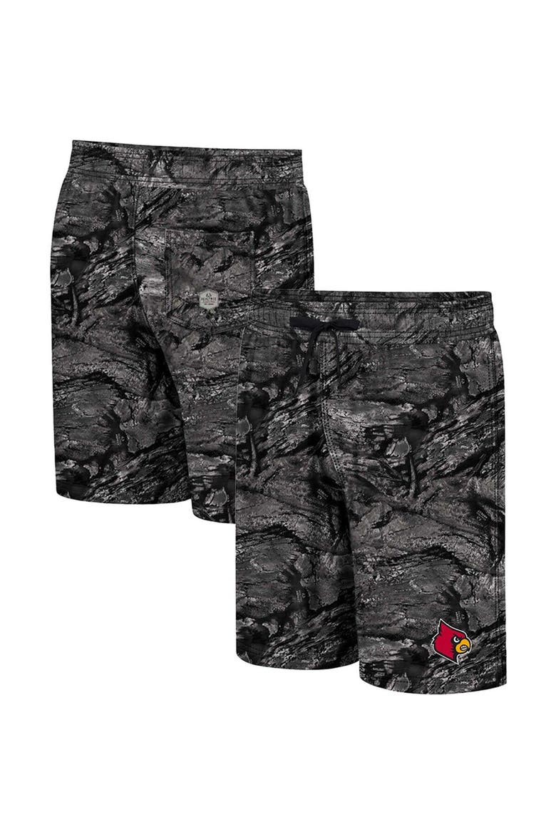 Men's Colosseum Charcoal Louisville Cardinals Realtree Aspect Ohana Swim Shorts, Main, color, Charcoal