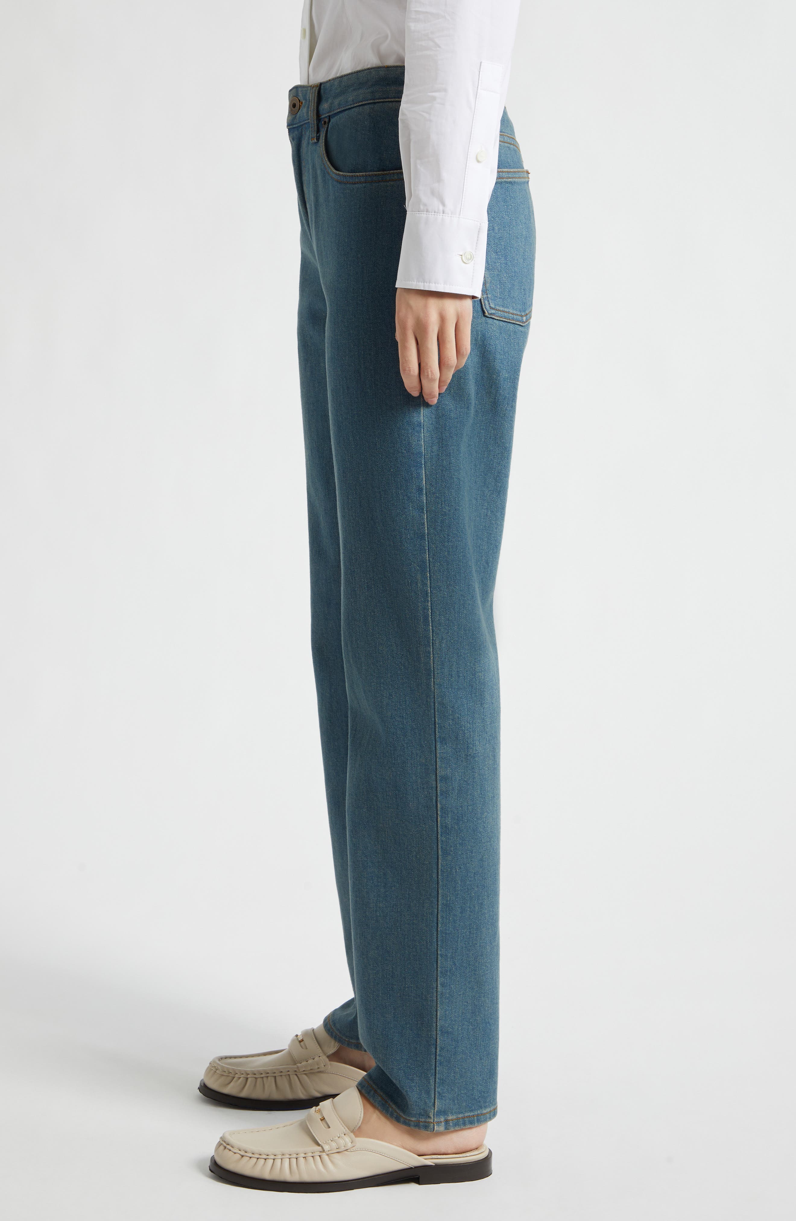 Burberry Dalia Check Pocket Straight Leg Jeans (Women) | Nordstrom