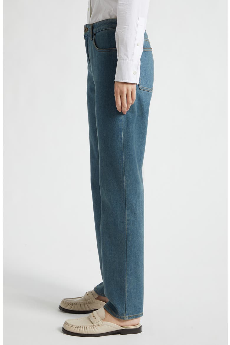 Dalia Check Pocket Straight Leg Jeans, Alternate, color, MID BLUE