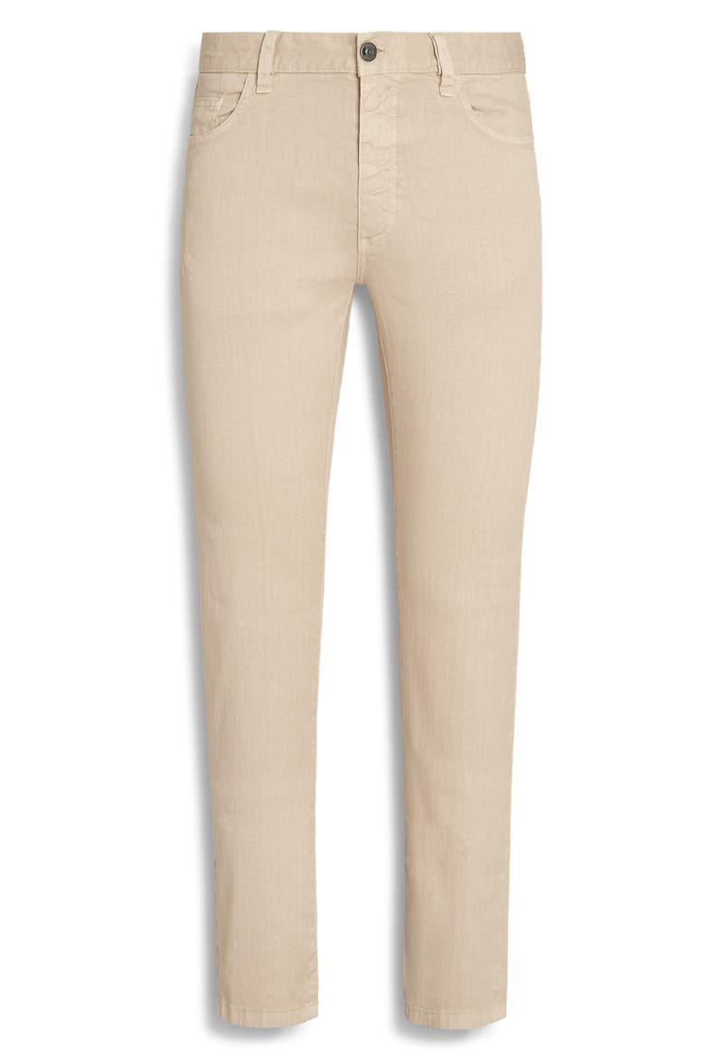 Roccia Linen & Cotton Stretch Twill Slim Fit Jeans, Alternate, color, IUTA BEIGE