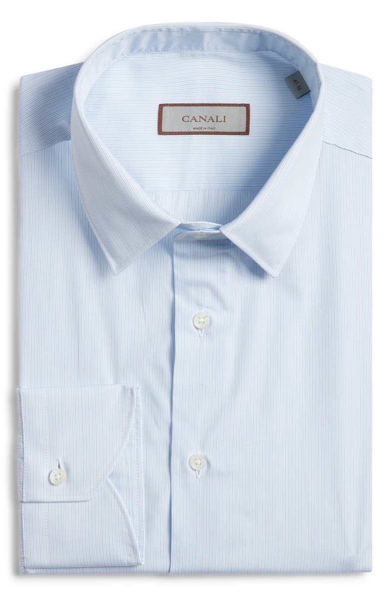 Canali Regular Fit Stripe Dress Shirt, Alternate, color, Light Blue
