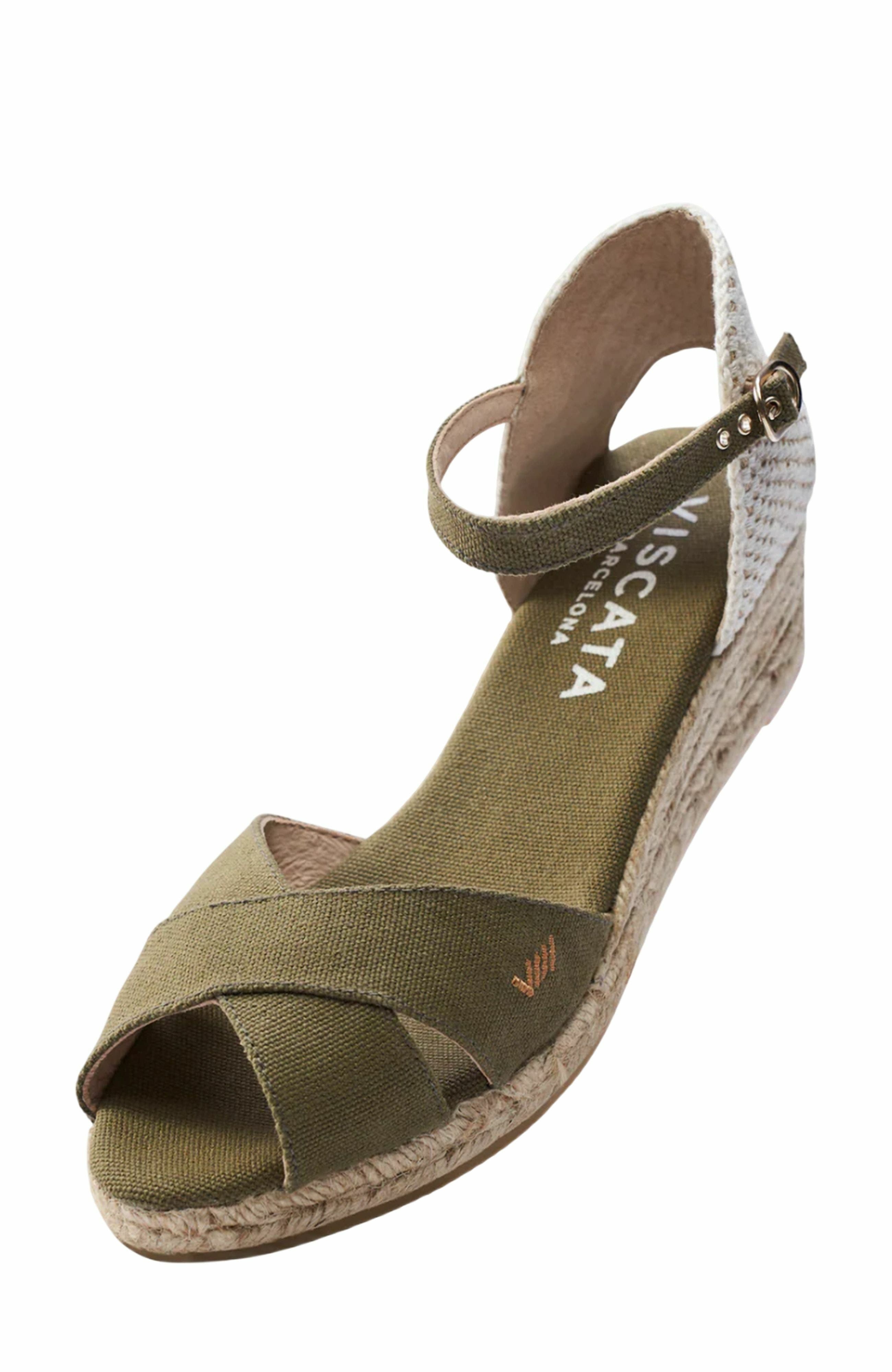 VISCATA Salina Canvas Espadrille Sandal Wedges, Alternate, color, Olive
