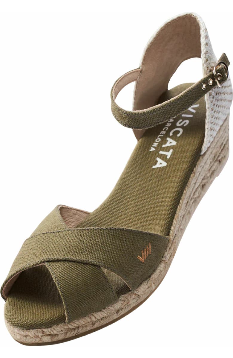 VISCATA Salina Canvas Espadrille Sandal Wedges, Alternate, color, Olive