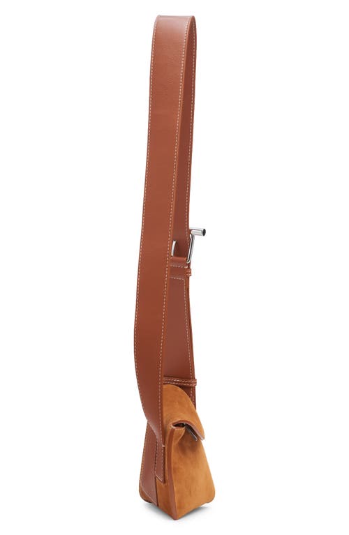 Alexander Mcqueen Mcqueen T-bar Sling Asymmetric Suede Crossbody Bag In Multi