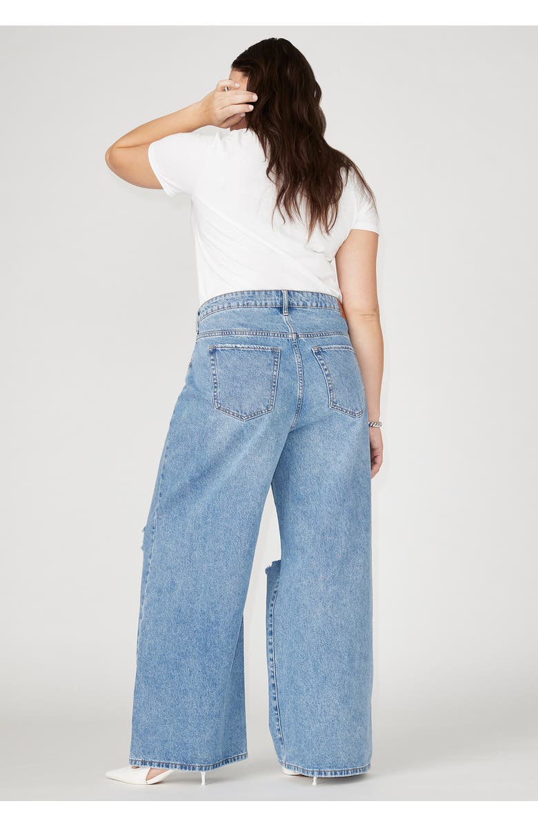 ELOQUII The Yvette Rigid Wide Leg  Jean, Alternate, color, Medium Wash Distress