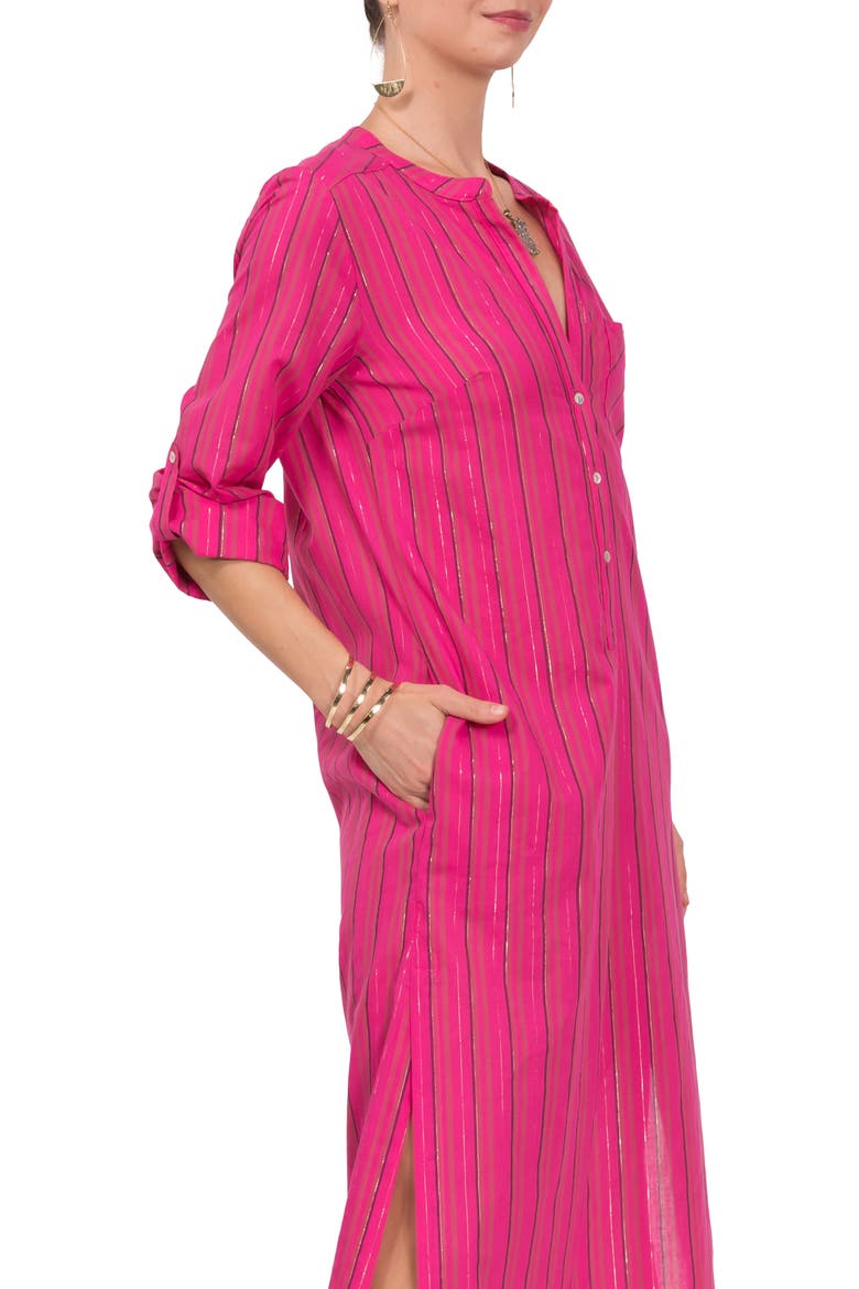 Tracey Cotton Caftan, Alternate, color, HOT PINK