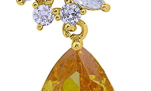 Christian Siriano Pear Cluster Pendant Necklace & Drop Earrings Set In Gold