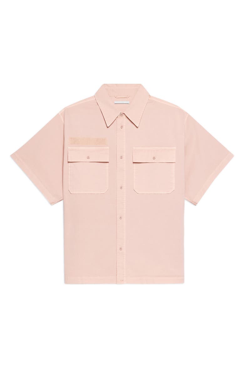 Helmut Lang GD Uniform Short Sleeve Stretch Twill Button Up Shirt, Alternate, color, Salmon