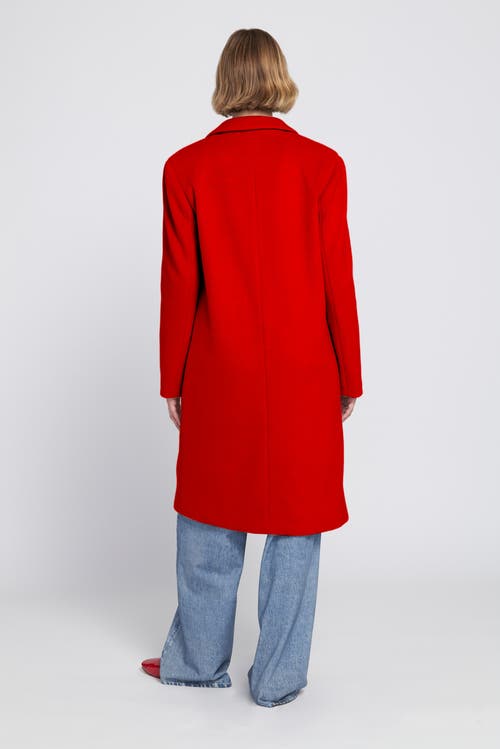 Elle Collection Melton Coat With Printed Lining Trench In Red