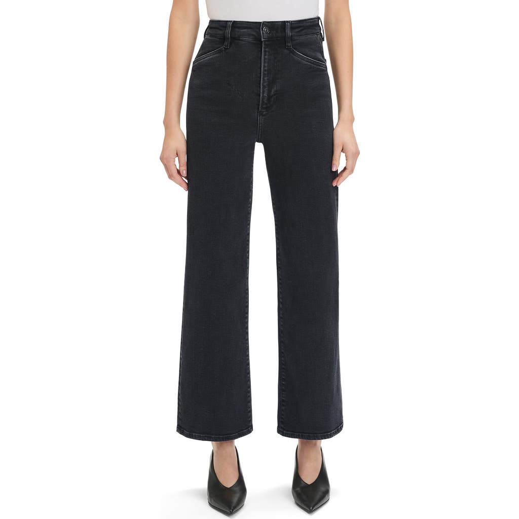 Favorite Daughter The Jordie Super High Waist Wide Leg Jeans In Black