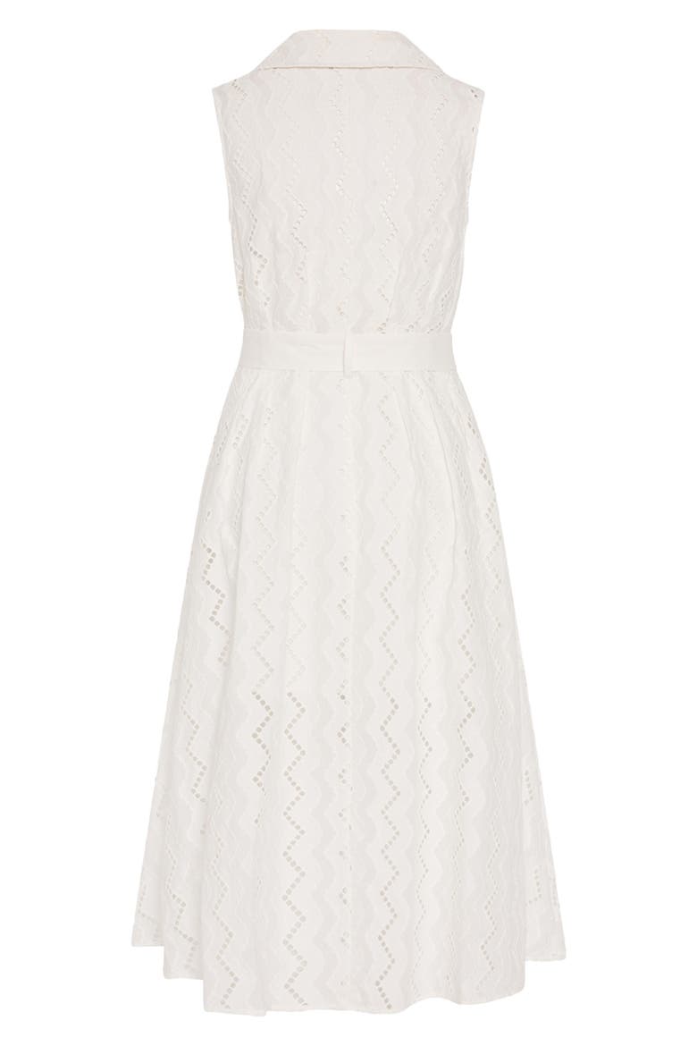 Leya Eyelet Sleeveless Midi Shirtdress, Alternate, color, WHITE