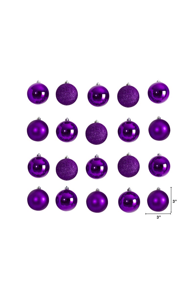 NEARLY NATURAL Holiday Christmas 20 Count 3-in Purple Shatterproof Ornament Set, Alternate, color, Purple