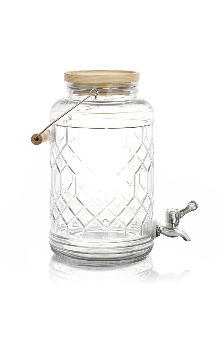 Gibson Home 0.95 Gallon Duval Glass Beverage Dispenser with Wooden Lid and Handle, Alternate, color, Clear