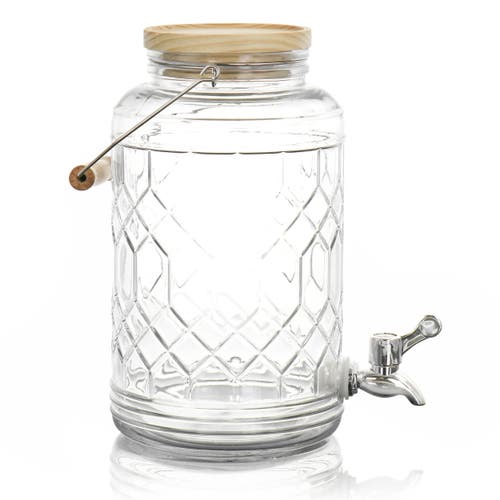 Gibson Home 0.95 Gallon Duval Glass Beverage Dispenser With Wooden Lid And Handle In Transparent